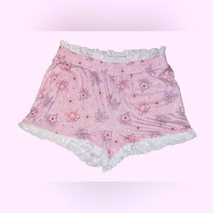 Sweet Society Women Pink Kawaii Sakura Ruffle Lounge Shorts